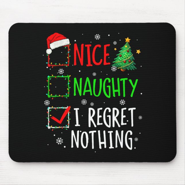 Alfombrilla De Ratón Nice Naughty I Regret Nothing Christmas List Santa (Frente)