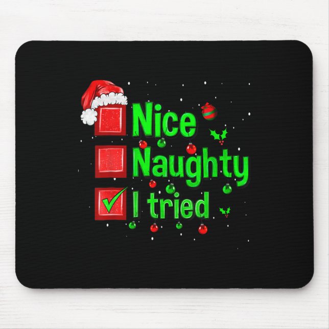 Alfombrilla De Ratón Nice Naughty I Tried Funny Christmas Family Matchi (Frente)