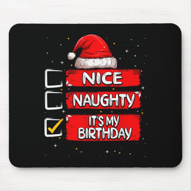 Alfombrilla De Ratón Nice Naughty It's My Birthday Christmas List Santa (Frente)