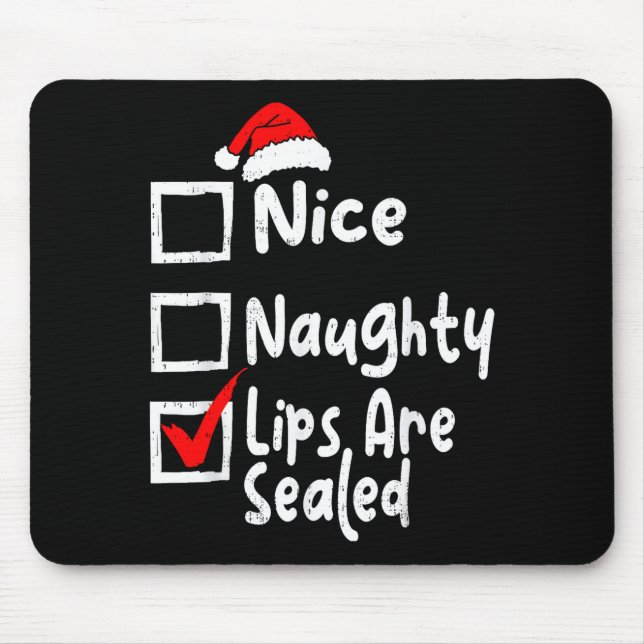 Alfombrilla De Ratón Nice Naughty Lips Funny Christmas List Family Matc (Frente)