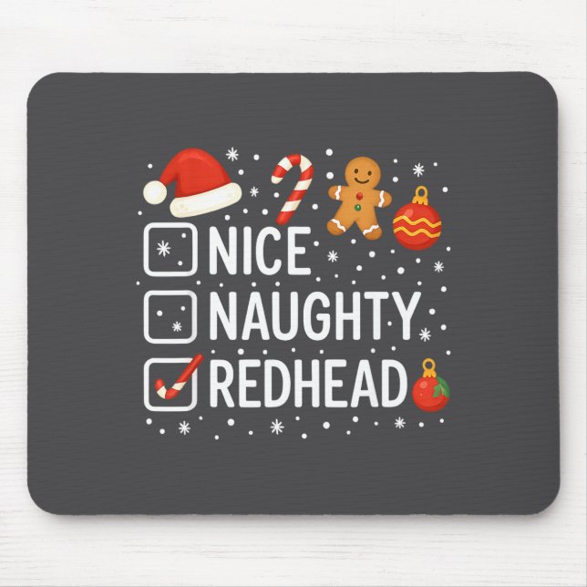 Alfombrilla De Ratón Nice Naughty Redhead Funny Christmas Quote  (Frente)