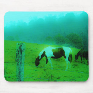Alfombrilla De Ratón Niebla verde azulada Reto pintado pony Caballo
