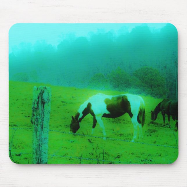 Alfombrilla De Ratón Niebla verde azulada Reto pintado pony Caballo (Frente)