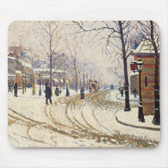Alfombrilla De Ratón Nieve, Boulevard de Clichy, París de Paul Signac (Frente)