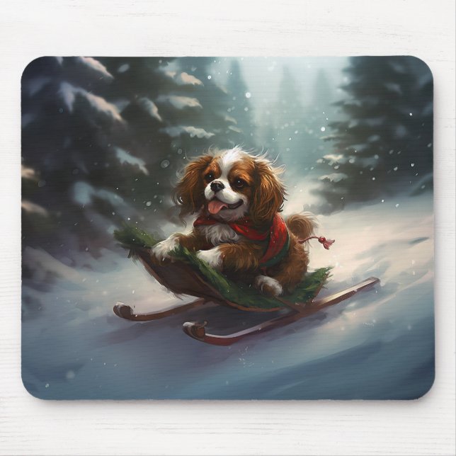 Alfombrilla De Ratón Nieve de los Navidades Cavalier King Charles Spani (Frente)