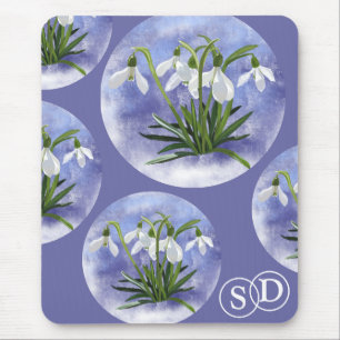 Alfombrilla De Ratón Nieves floral Iniciales de moda para ella