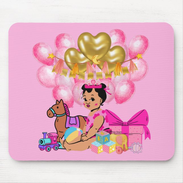 Alfombrilla De Ratón Niña bebé de rosa (Frente)