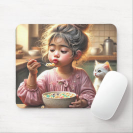 Alfombrilla De Ratón Niña Comer Cereal