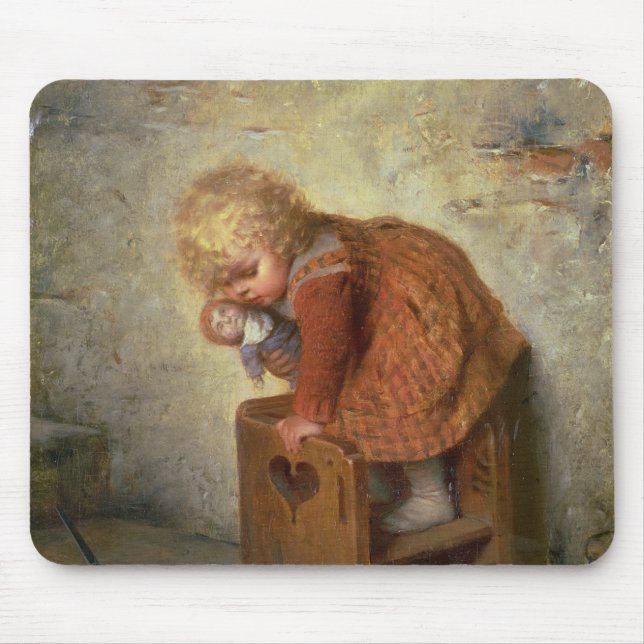 Alfombrilla De Ratón Niña con un conejo (Frente)