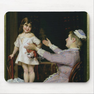 Alfombrilla De Ratón Niña con una muñeca y su enfermera, 1896
