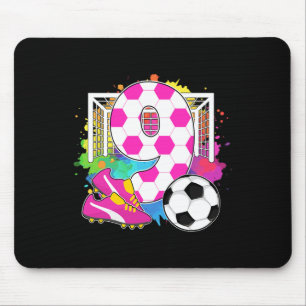 Alfombrilla De Ratón Niña Cumpleaños 9 Años Cumpleaños 9º Fútbol Tema