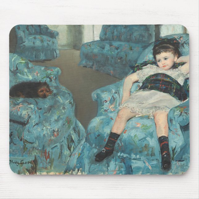 Alfombrilla De Ratón Niña en una butaca azul, 1878 (oi (Frente)