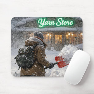 Alfombrilla De Ratón Niña paleando un camino a una tienda de hilos