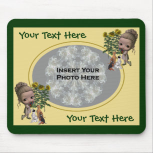 Alfombrilla De Ratón Niña pequeña con foto de cachorros