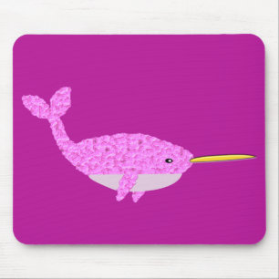 Alfombrilla De Ratón Niña Rosa bonito Narwhal