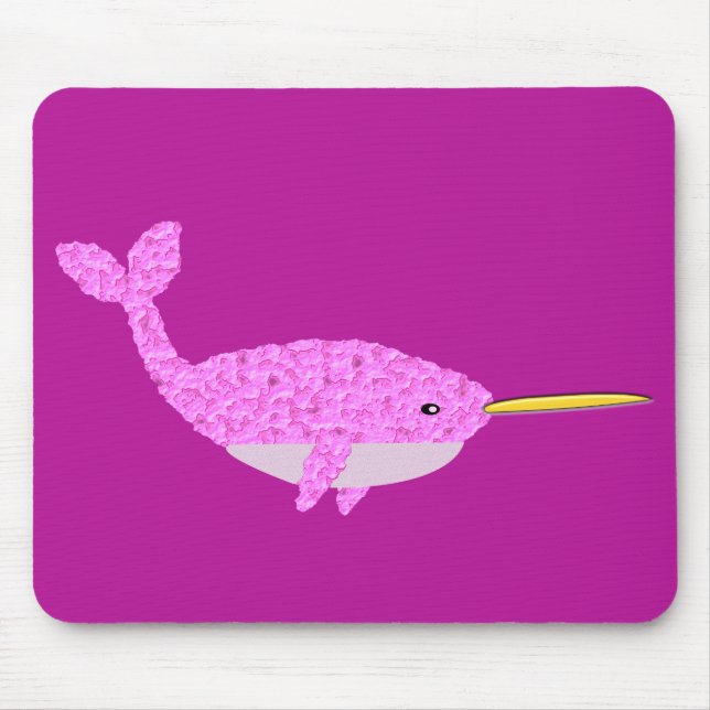 Alfombrilla De Ratón Niña Rosa bonito Narwhal (Frente)