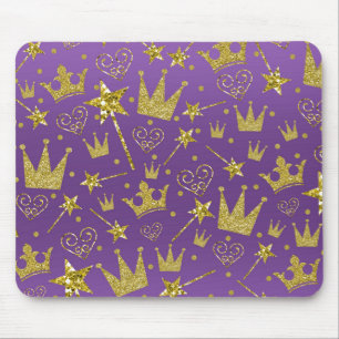 Alfombrilla De Ratón Niñas Purpura y Dorado Brillantes Princesas Divert