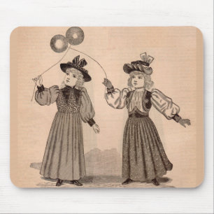 Alfombrilla De Ratón Niñas victorianas con globos