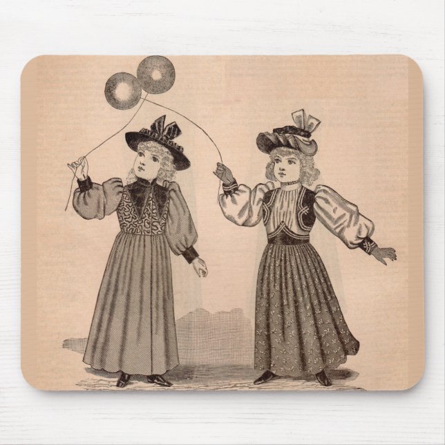Alfombrilla De Ratón Niñas victorianas con globos (Frente)