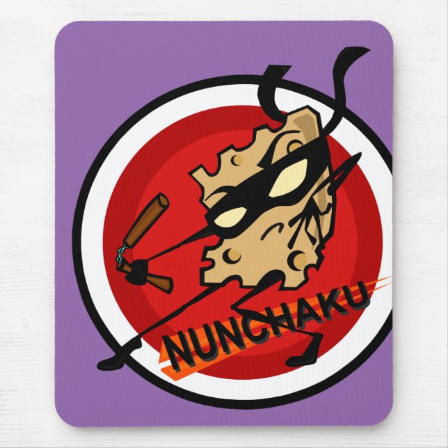 ALFOMBRILLA DE RATÓN NINJA CHEESE CON NUNCHUCKS VERTICAL MOUSE PAD (Frente)