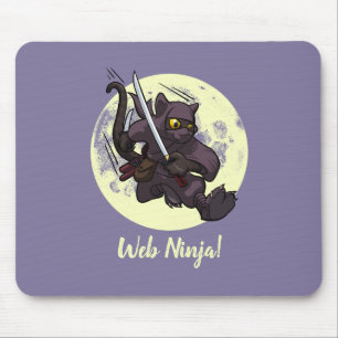 Alfombrilla De Ratón Ninja Jumping Gato Negro Ninja Katana Personalizad
