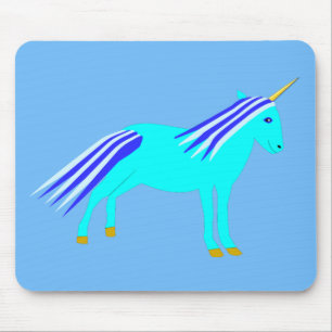 Alfombrilla De Ratón Niño azul lindo Unicorn