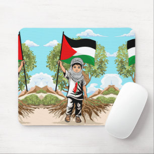 Alfombrilla De Ratón Niño con bandera palestina de Keffiyeh