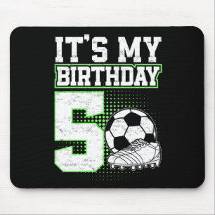 Alfombrilla De Ratón Niño de fútbol de 5 años Es mi cumpleaños número 5
