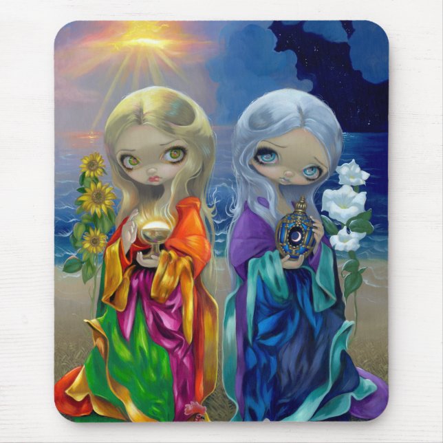 Alfombrilla De Ratón "Niño de Sun y niño de luna" Mousepad (Frente)