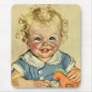 Alfombrilla De Ratón Niño escandinavo vintage rubio o Chica