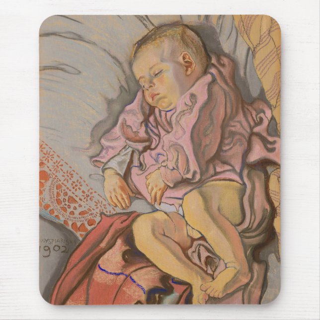 Alfombrilla De Ratón Niño joven durmiendo en una almohada (Frente)