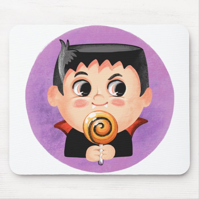 Alfombrilla De Ratón Niño lindo con disfraz de Halloween vampiro (Frente)