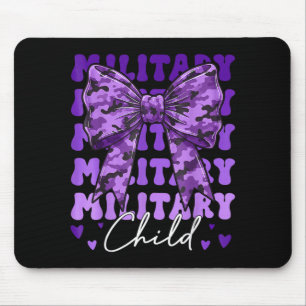 Alfombrilla De Ratón Niño Militar Coqueta Lazo Camuflaje Morado Camufla