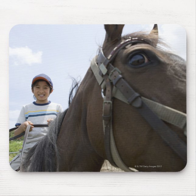 Alfombrilla De Ratón Niño montando un caballo (Frente)
