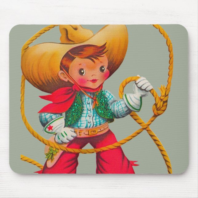 Alfombrilla De Ratón Niño retro niño vago occidental (Frente)