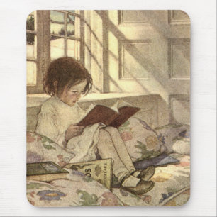 Alfombrilla De Ratón Niño ventilado leyendo un libro, Jessie Willcox Sm