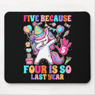 Alfombrilla De Ratón Niños 5 Chicas de cumpleaños Unicornio 5 porque 4