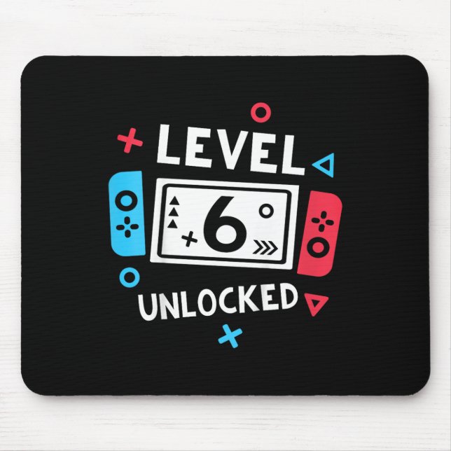 Alfombrilla De Ratón Niños 6º Nacimiento Camisa Niño Nivel 6 Vídeo desb (Frente)