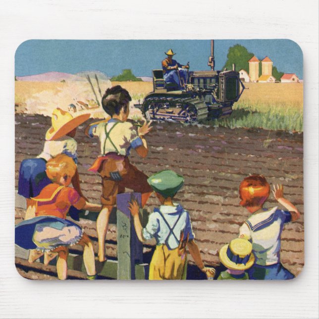 Alfombrilla De Ratón Niños de la época saludando a granjeros locales en (Frente)