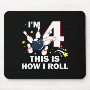 Alfombrilla De Ratón Niños en la bolera de cumpleaños, tengo 4 años, as