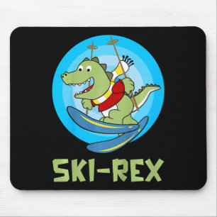 Alfombrilla De Ratón Niños Esquíando Ski-rex Divertido Dino Niño Divert