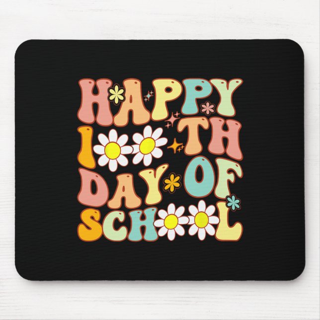 Alfombrilla De Ratón Niños maestros Retro Groovy 100 días felices 100 d (Frente)