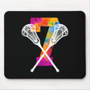 Alfombrilla De Ratón Niños Número 7 Años Lacrosse Séptimo Cumpleaños