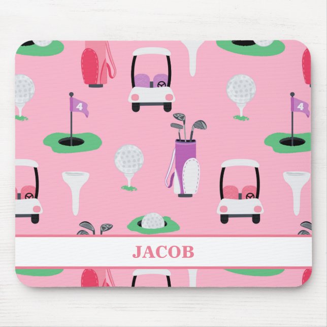 Alfombrilla De Ratón Niños personalizados Golfer Golfcart Golf Sporty (Frente)