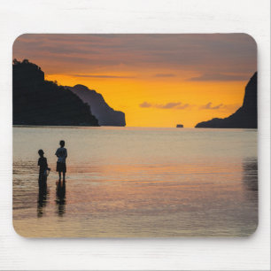 Alfombrilla De Ratón Niños pescando al atardecer
