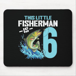 Alfombrilla De Ratón Niños pescando Camisa de Cumpleaños Niño de 6 años