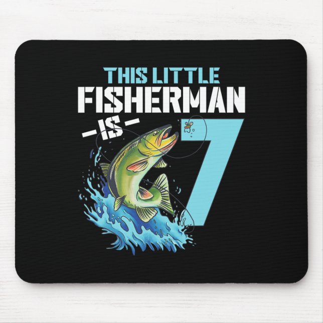 Alfombrilla De Ratón Niños pescando Camisa de Cumpleaños Niño de 7 años (Frente)