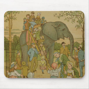 Alfombrilla De Ratón Niños que montan en el elefante (litho)