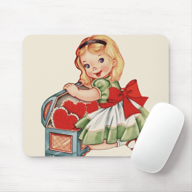 Alfombrilla De Ratón Niños retro-niños Chicas del corazón (Con ratón)