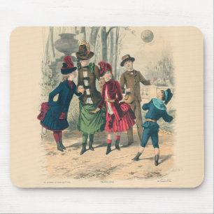 Alfombrilla De Ratón Niños Victorianos Antiguos Juegan con Pelota 1880